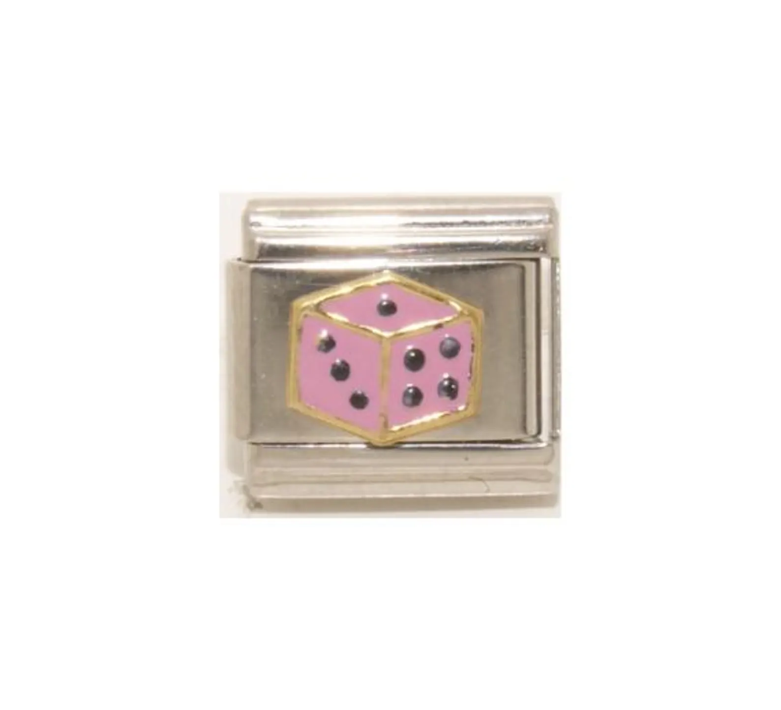 Dice - Pink enamel 9mm Italian charm